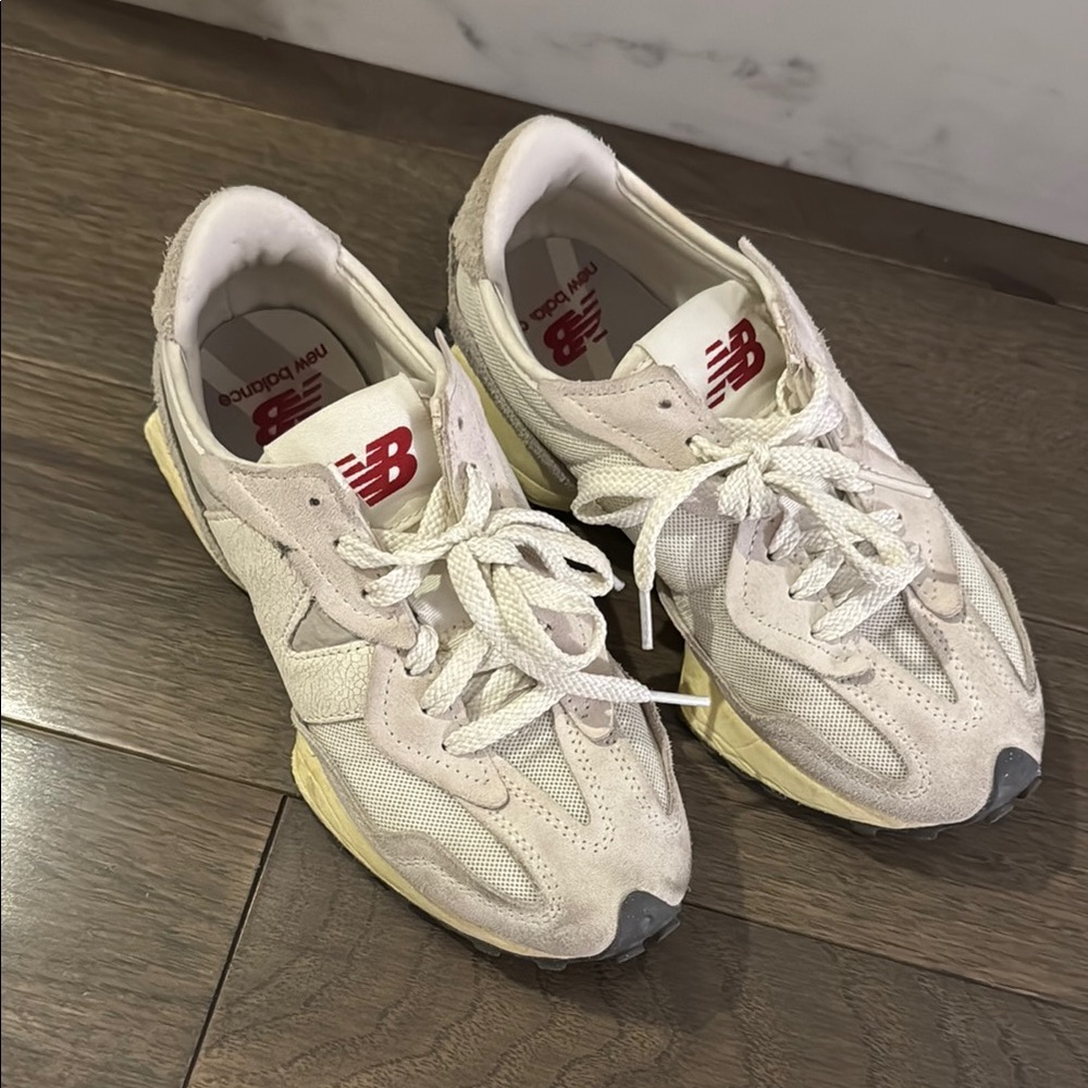 New Balance Women's Sneakers - Cream and Red - Picture 4 of 5